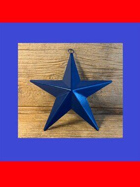 One (1) Blue Painted Tin Star with Hanging Loop 6 3/4" by 6 3/4" One (1)16006B